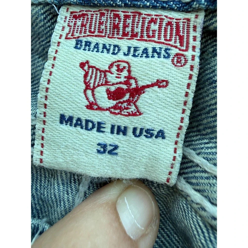 True Religion Men's Bootcut Jeans 32 Made In USA Y2K‎ Vintage Distressed Denim